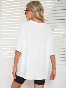 Women Y2k Cute-Shirt Short Sleeve Top Aesthetic Vintage Summer Streetwear, Women Graphic-Shirt, Fashion 2025,Gifts, Women's Clothing, Cartoon And Letter Printing, Comfortable Cotton Material, Skin Friendly, Soft And Cool, Summer Women's-Shirt ClothingSports Short Sleeves - 白色 - 查看 2