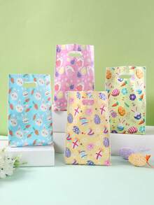 10/25/50个装复活节礼品袋，混合复活节卡通兔子图案礼品包装袋，适用于复活节派对装饰、复活节派对回礼、复活节欢乐装饰、可爱复活节兔子购物袋、复活节小物件收纳袋、复活节糖果袋、复活节家庭聚会餐桌装饰 - 復活節混款滿版卡通兔子 - 查看 9