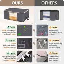 3pcs Visible Window Storage Bags, Clothing Storage Box, Foldable Wardrobe Storage Box, Handled Storage Container For Blankets, Bedding, Clothes - Grey - View 4