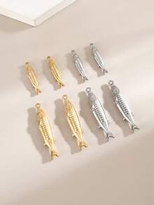 5pcs Stainless Steel Jewelry Accessories Ocean Creature Charm Double-Sided Long Fish Pendant - Long Fish - View 6