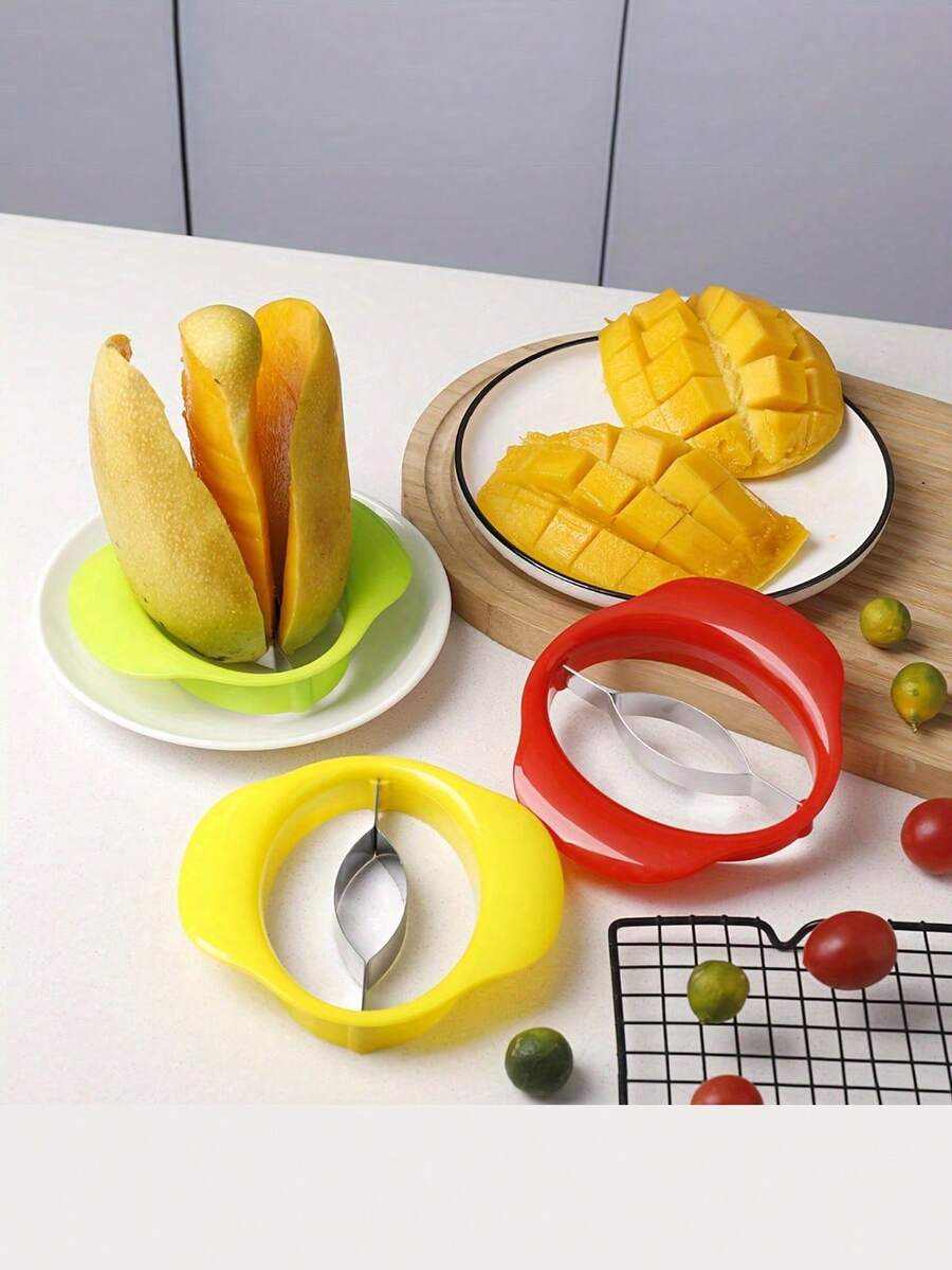 Easy Grip Mango Slicer - Creative Kitchen Gadget For Perfect Cuts, Plastic Mango Slicer With Multiple Color Options, Great For Peeling And Core Removing, Fruit Slicer