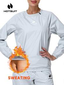 HOTSUIT 女士纯色半拉链套头衫，侧拉链设计 - 轻便桑拿上衣，适合健身房、健身和训练，情人节礼物 - 淺灰色 - 查看 4