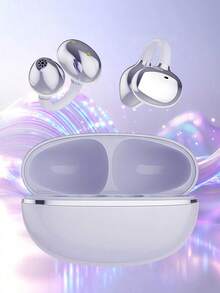 时尚夹式蓝牙耳机，开放式设计，环绕立体声，高保真音质，低延迟，音乐和游戏体验俱佳，ENC主动降噪，高清通话，佩戴舒适，时尚配饰，耳环式设计，女士完美礼物 - 均碼 - 查看 2