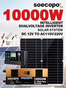 8000W Solar System Power Kit 12V/24V Dual Voltage LCD Inverter 100A Controller 300W Panel For Home/RV/Camping Power Station - SEP-11K-e8000 - View 2