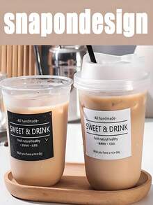 20pcs PET Milk Tea Cups With Lids Disposable And Leak-Proof Ideal For Coffee Water And Other Drinks Suitable For Home Office And Outdoor Use Airtight Seal Keeps Drinks Secure Perfect For Commuting And Travel Works With Both Hot And Cold Beverages - 白色 - 查看 2