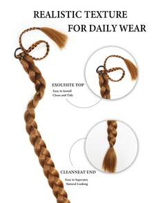 18-30 Inch Braided Ponytail Hair Extensions, Natural Soft Synthetic Hair Piece, Suitable For Holiday Cosplay And Daily Wear - Linen Gold - View 8