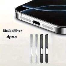 4pcs Ultra-Thin Metal Anti-Dust Sticker Set Compatible With IPhone 16/15/14/13/12 Series (4pcs/Set), Designed For Phone Speaker, Earpiece Anti-Dust Sticker To Prevent Dust Entry!
