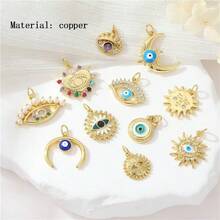 1件铜质时尚高端恶魔之眼个性化嘻哈吊坠，DIY手链项链耳环首饰配件 - 彩色 - 查看 10