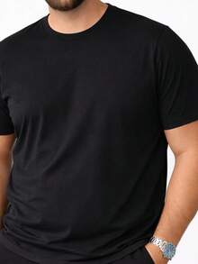 Men's Basic Plain Short-Sleeve T-Shirt Plus Size Summer Loose None Christmas Halloween - 黑色 - 查看 10