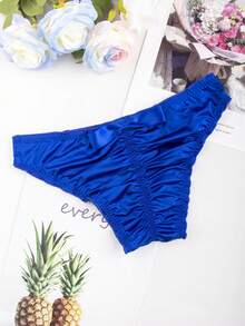 3 Pieces Of Men's Triangle Underwear, Sexy Smooth Silk Triangle Underwear, With Pleated Bow Decoration On The Back, Suitable For Daily Use In All Seasons And Special Periods - Đen + Xanh dương + Đỏ hồng - Xem 5