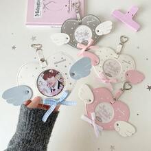 Hisocute Heart Shape Photo Frame Keychain - Angel Wings Design Cute Lanyard Holder For ID Card, Kpop Fans Gift - Multicolor - View 7