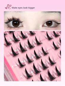 Asiteo 80pcs C-Curl Lash Extension Clusters, Bulu Mata Palsu Gaya Kartun DIY, Bulu Mata Palsu Campuran Panjang Alami, Ekstensi Bulu Mata Individual untuk Makeup - C - View 5