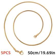 5pcs/Pack Elegant Luxury Fashion Multi-Length Lobster Clasp 1.5mm Flat Snake Chain Necklace, 304 Stainless Steel High Quality Vacuum Plating, DIY Jewelry Supplies, Suitable For Pendant Accessories, Jewelry Making, Valentine's Day, Mixed Colors & Sizes - 5pcs - View 34
