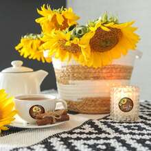 500 piezas Pegatinas redondas de madera con diseño de girasol y agradecimiento en inglés, 1 pulgada, 8 diseños, etiquetas autoadhesivas de PVC para sellar bolsas de dulces, cajas de regalo con flores, cajas de pasteles, empaque de regalos para fiestas festivas y decoración DIY - Pegatina de agradecimiento de girasol - Ver 2
