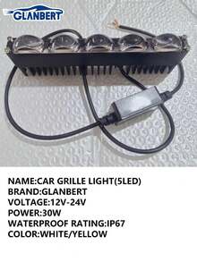 GLANBERT Ultra Bright Grille Driving Lights, Mini Projector Fog Lights, Suitable For Car/Truck/Off-Road/UTV/ATV/Motorcycle, Super Thin LED Light Bar, High/Low Beam Switching, White/Yellow Light - A - Xem 12