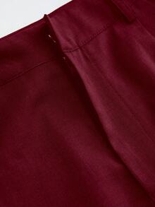 Vela Rue Minimalist Design Jumpsuit With Hook & Zipper Closure, Thin Solid Color Wideleg Trousers, Wine Red, Zipper & Hook Closure, Flattering Wideleg, Fashionable For All Seasons