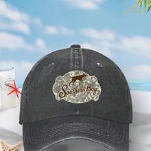 Southern Camouflage Hunting Dog Baseball Cap - Adjustable Snap, Green/Brown Camouflage With Hunting Dog And Hunting Season Design, Breathable Unisex Outdoor Hat, Machine Washable Casual Hat, Adventure Gear, Retro Snap, Lightweight Material, Durable Fabric, Suitable For Sports Enthusiasts - Xám than - Xem 1