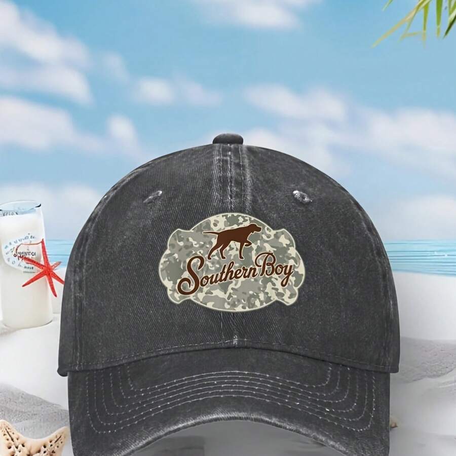 Southern Camouflage Hunting Dog Baseball Cap - Adjustable Snap, Green/Brown Camouflage With Hunting Dog And Hunting Season Design, Breathable Unisex Outdoor Hat, Machine Washable Casual Hat, Adventure Gear, Retro Snap, Lightweight Material, Durable Fabric, Suitable For Sports Enthusiasts - Xám than - Xem 1