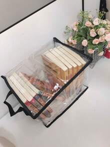 1个大容量PVC翻盖收纳袋，多功能防水书籍收纳袋，便携式可折叠衣物收纳袋，衣柜整理袋，PVC材质防尘防潮，带拉链，两侧带提手，可折叠节省空间，适合衣柜和房间整理。 - 四色 - 查看 11