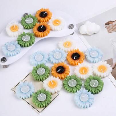 Vela flotante de cera perfumada con girasol, un regalo de festival, recuerdo y artículo de decoración del hogar. Adecuado para dormitorios, baños, salas de estar y exteriores. Fragancia de larga duración.