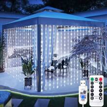 Luces de cortina LED con 8 modos, alimentadas por USB, luces de ambiente para boda, Año Nuevo, Día de San Valentín, dormitorio, sala de estar, decoración de pared, cumpleaños, fiesta, decoración de ventana interior (control remoto no incluido con batería) - Luz de cortina USB - Ver 11