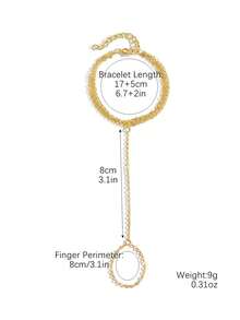 1条时尚简约多层链条设计手链，适合女性日常佩戴、约会、夏季海滩、情人节礼物 - 金色 - 查看 6