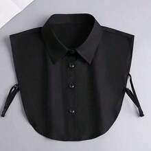 1pcs Ladies Removable Striped Shirt Collar, Pointed Fake Collar With Modest Decoration, Casual Polyester Knitted Accessories, Suitable For Spring, Autumn And Winter Minimalist Solid White False Collar - Women's Removable Pointed Shirt Extender For Bulky-Free Style. Versatile Layering Accessory For Sweaters & Blazers. Durable Polyester Knitted Piece For Daily Office And Casual Wear. - 白色 - 查看 8