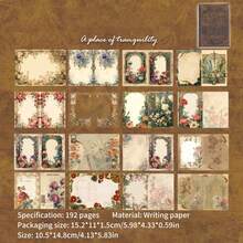 192 Pages Retro Brown Hot Stamping Scrapbook, Writable DIY Collage Book For Junk Journal & Back To School Supplies