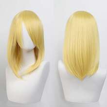 Karida 14-Inch Synthetic Fiber Cosplay Wig With Bangs, Layered Straight Hair, Unisex Cosplay Wig, High Density, Natural-Looking Cosplay Wig For Men And Women