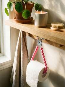 天然多巴胺色珠子卫生纸架，壁挂式卫生纸架，浴室毛巾架，多巴胺粉色珠子卫生纸架，创意彩色树脂珠子卷纸巾收纳架，可爱浴室壁挂式装饰配件（不含卫生纸）