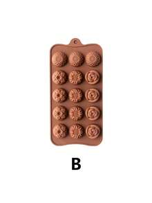 1pc Silicone Chocolate Mold Non-Stick Candy Molds Cookery Moulds For Chocolate, Candy, Jello, Butter, Flower Shapes - Chocolate Brown - View 8