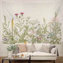 1PC,Floral Tapestry With Green White Spring Wall Hanging Tapestry,Daily Decorative Tapestry For Bedroom Living Room Dorm Green Eucalyptus Decoration For Bedroom,Living Room,Dorm - Multicolor - View 5
