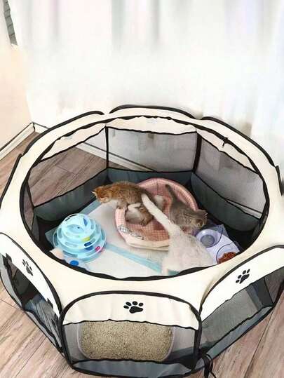1pc Foldable Pet Cat Dog Scratch-Resistant Playpen Tent