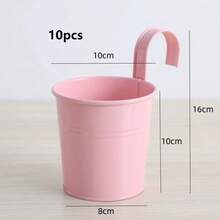 10 buc/set Ferro Pastoral Veranda jardiniere, găleată metalică suspendată pe perete, suport pentru flori, ghiveci, decor de grădină - Multicolor - Vizualizare 21