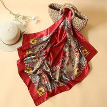 35" Large Satin Head Scarf For Women Silk Hair Scarf Solid Color Hair Bandana For Night Hair Wrap Sleeping - 紅色 - 查看 6