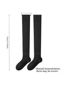 女士纯色舒适过膝袜，冬季保暖过膝袜，秋冬季纯色保暖过膝长袜，加厚保暖过膝长袜，加厚膝上袜，秋冬季室内保暖袜。情人节礼物。 - 彩色 - 查看 10