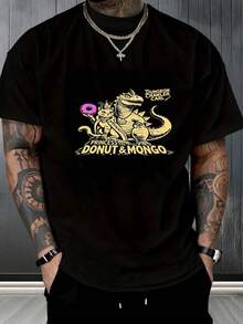Camiseta Hombre, D&D Princess Donut & Mongo, Retro, Casual, Moda Urbana,playera de hombre,ropa de hombre,playeras,parejas,envio nacional,regalo para hombre,oversize hombre. - Negro - Ver 1