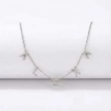 Customized Letter Cubic Zirconia Necklace - Personalized Letter Name Pendant With Synthetic Cubic Zirconia, Stainless Steel Minimalist Gold Chain, Elegant Daily Wear Gift For Women, Mother's Day Gift - Multi-color-diamond - View 3