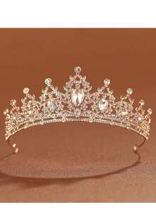 1 件奢华水钻金色闪亮皇冠巴洛克风格头带，高端闪亮水晶公主新娘婚礼皇冠发饰，适合婚礼、生日、舞蹈表演、成人皇冠派对、情人节礼物 - 香檳色 - 查看 10