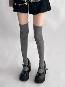 1/2/3 Pairs Breathable Moisture-Wicking Comfortable Sweet Embroidered Calf Socks, Collegiate Style Knee-High Socks - Multicolor - View 9