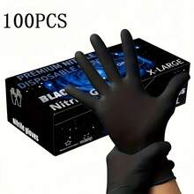 100/50/4包黑色一次性丁腈手套 - 多用途、防水、无粉，适用于家庭清洁、洗碗、美发、美甲和宠物清洁 - 非医用手套 - 黑色 - 查看 14