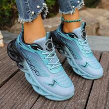 Zapatillas deportivas casuales con suela trenzada en degradado para mujer, zapatos cómodos y ligeros para caminar - Azul - Ver 3