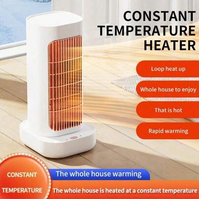 OBOVAY 1pc Oscillating Space Heater, Mini Desktop Warm Air Blower For Home Office, Small Electric Heater For Winter, Bathroom, Dorm