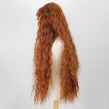 Reddish-Brown Wig, Middle Part T-Part Lace Front Synthetic Wig, 1-Meter Long Hair Wig, Noble Princess Wig, Costume Wig. - Rust Brown - View 8