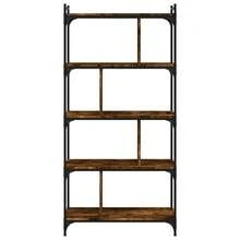 Bibliothèque vidaXL 5 niveaux, blanc fumé, 76 x 32 x 158 cm, bois ingénierie - Tabac - Voir 4