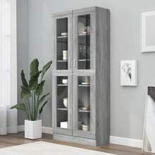 vidaXL Armadio da vetrina Sonoma grigio 82,5x30,5x185 cm Legno ingénierie - Grigio - Visualizzare 1