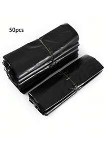 50pcs Thicker & Larger Black Trash Bags, Kitchen Garbage Bags, Vegetable Bags, Large Trash Bags, Suitable For Paper, Plastic, Bottles, Newspapers, Lawn, With Handle Plastic Bags, T-Shirt Bags, Bulk Plastic Bags - Black - View 10