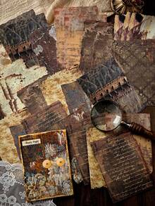 CANDY POETRY 30pcs/Pack Vintage Rust Texture Scrapbooking Paper, Non-Adhesive DIY Decorative Material Paper, Holiday Gift, Handmade Collage Supplies, Personalized Scrapbook Planning Creative School Stationery - Black - View 6