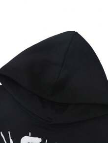 Autumn/Winter Clothing: Street-Style Hip-Hop Style Foam Spider Web Hooded Sweatshirt, Fashionable Sporty Hoodie. - Black - View 2