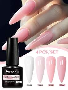 Mtssii 4pcs 7ml Natural Nude 2 In 1 Rubber Base Gel Nail Polish Set Milky Pink Jelly White Nail Camouflage Color Coat Semi Permanent Soak Off UV Rubber Gel Base For Nails Manicure Nail Supplies Nail Art Design For Home Salon Gift For Women - Nhiều màu - Xem 12